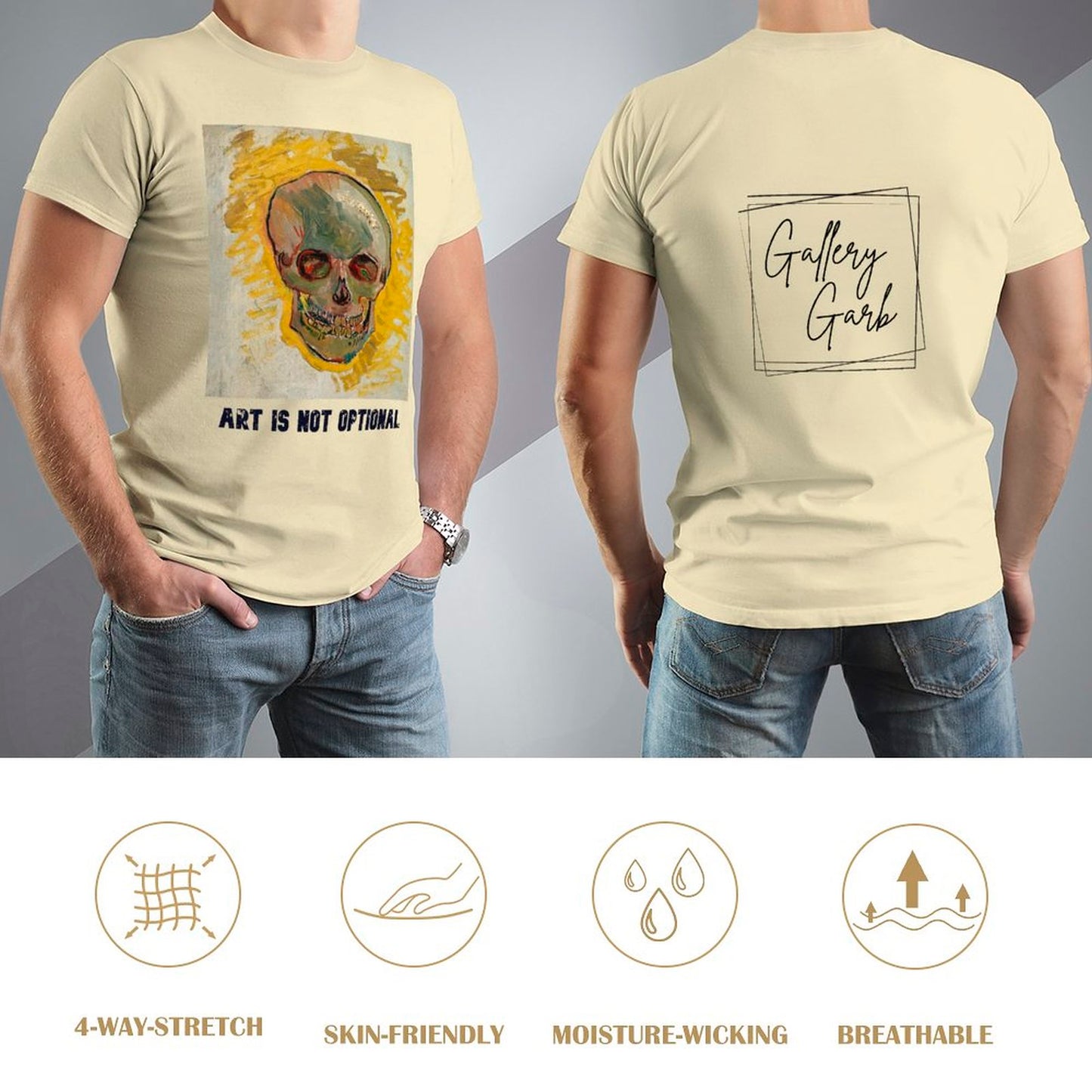 Vincent van Gogh Skull Short Sleeve Tshirt Men