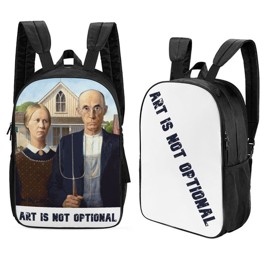 American Gothic/ Art is not optional 17 inch Reversible School Shoulder Bag