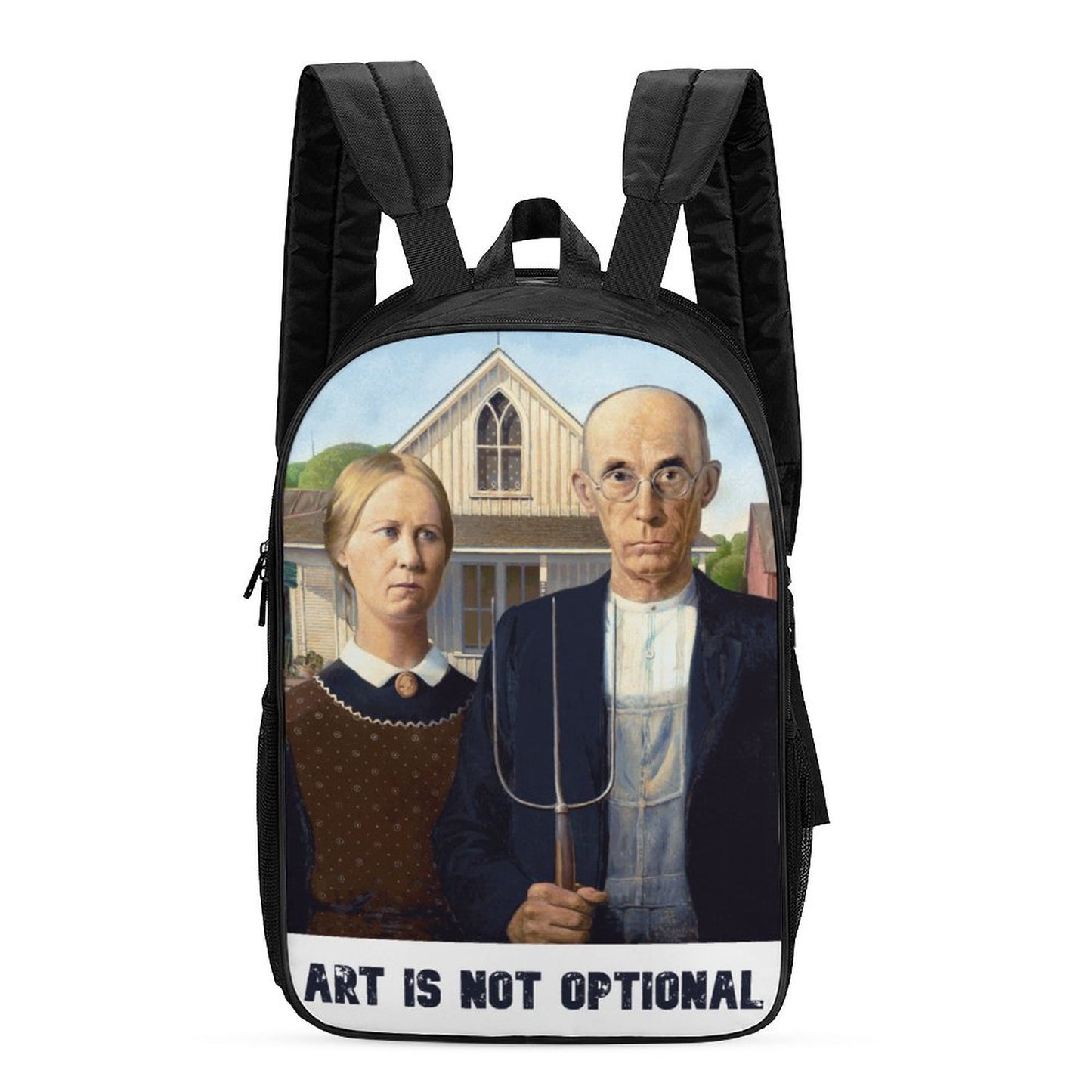 American Gothic/ Art is not optional 17 inch Reversible School Shoulder Bag