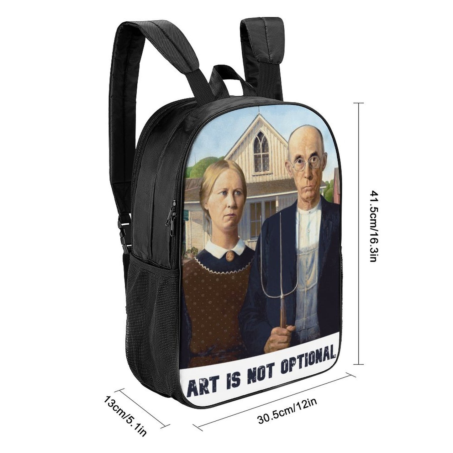 American Gothic/ Art is not optional 17 inch Reversible School Shoulder Bag