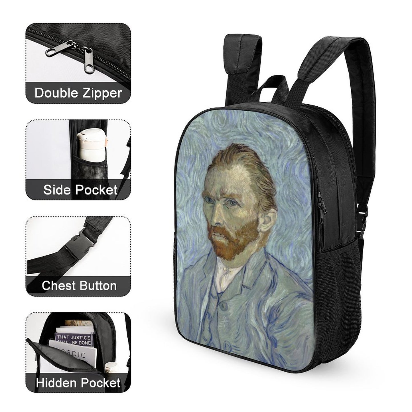 Vincent van Gogh / Art is not optional 17 inch Reversible School Shoulder Bag