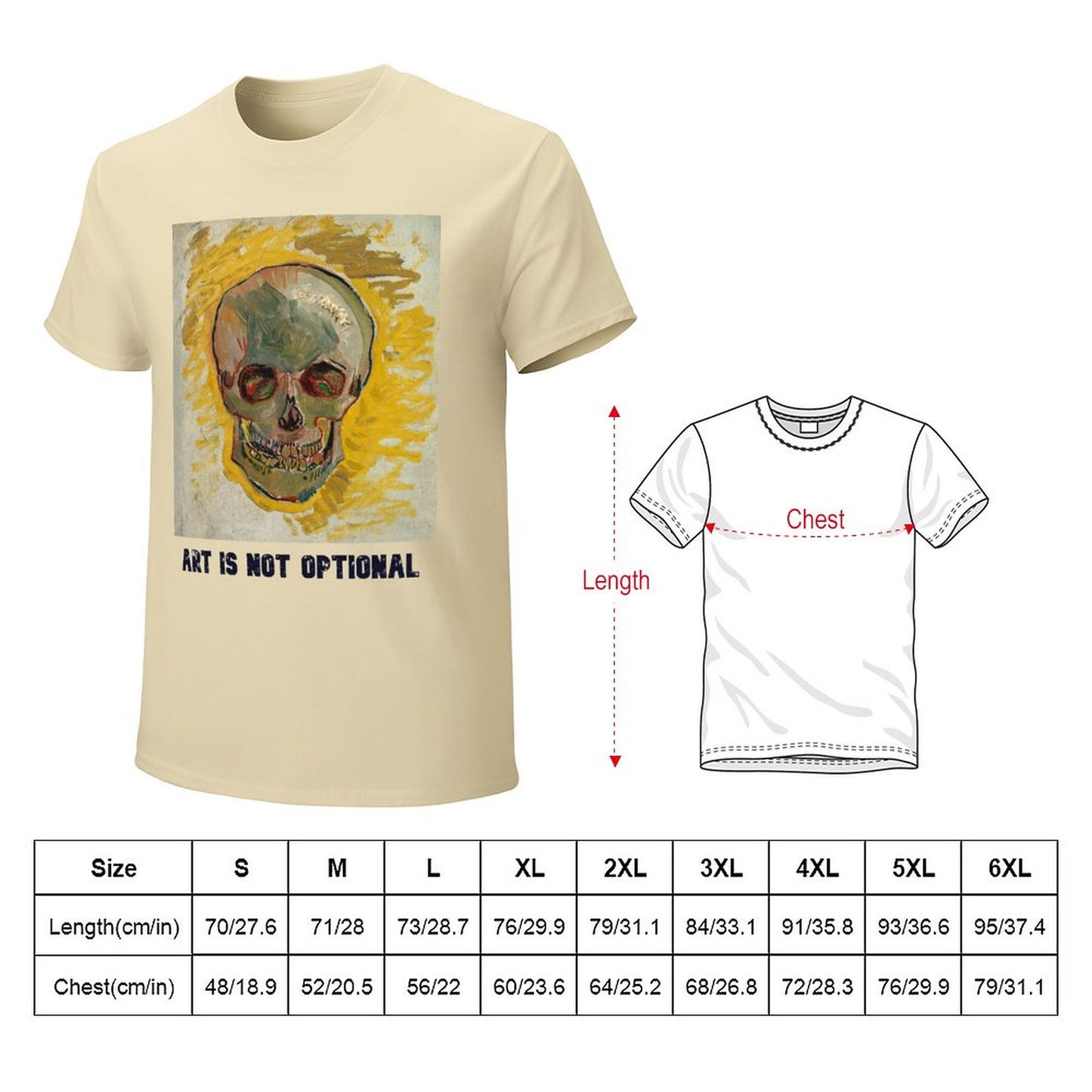 Vincent van Gogh Skull Short Sleeve Tshirt Men